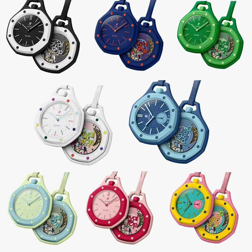Royal Pop Vert Pop Bright Green Octagonal Lanyard Pocket Watch