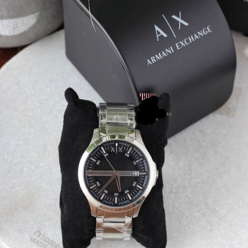 Armani Exchange Hampton AX2103 Men's Chronograph Watch – Black Dial with Silver-Tone Stainless Steel Strap